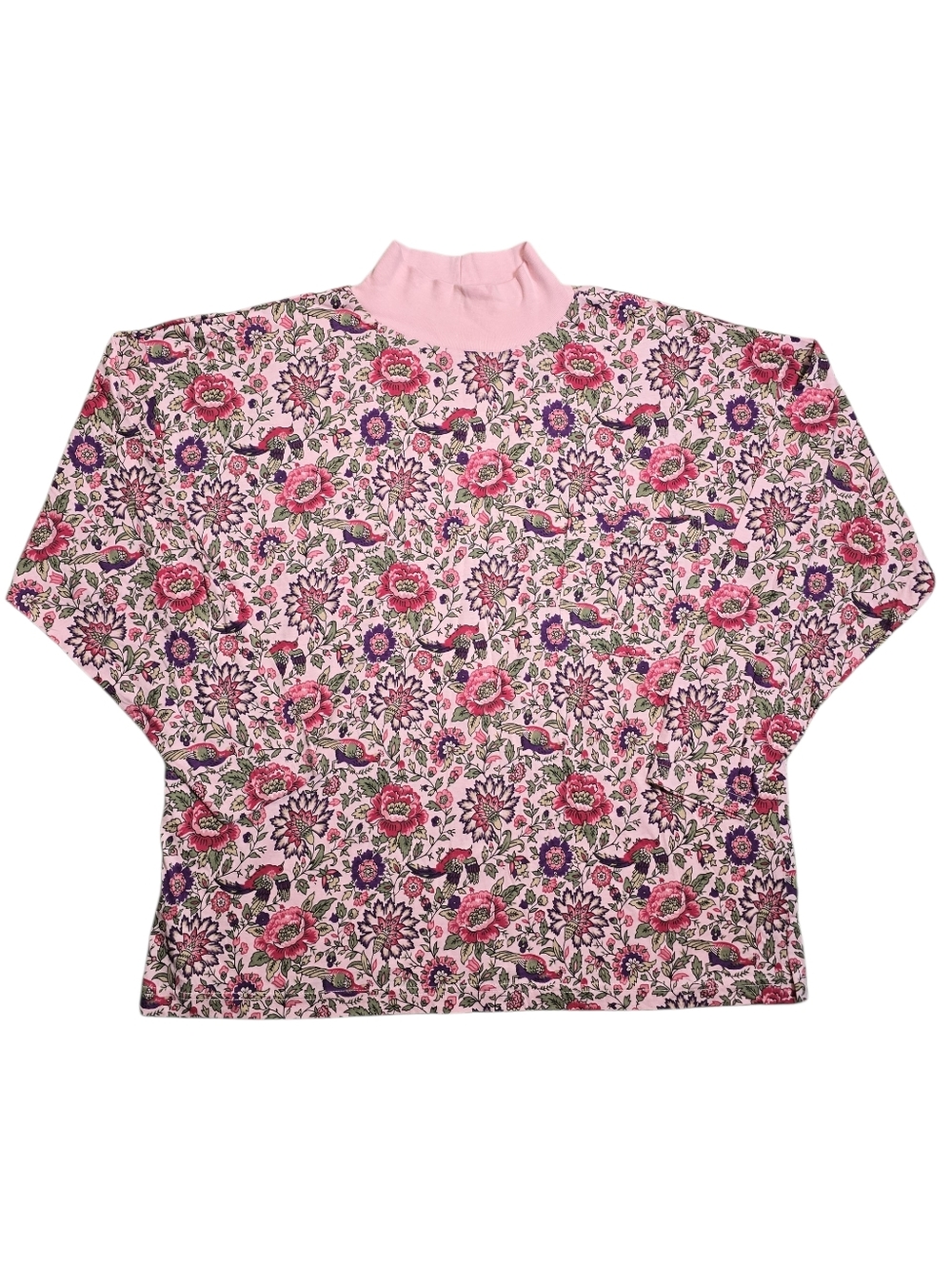 VINTAGE 90s Victoria's Secret Gold Label Mockneck Floral Cotton Longsleeve Small